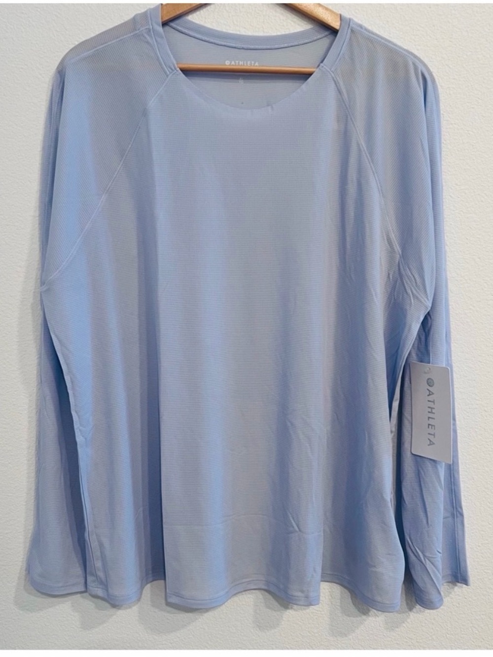 Athleta Grid Knit Top in Light Blue NWT